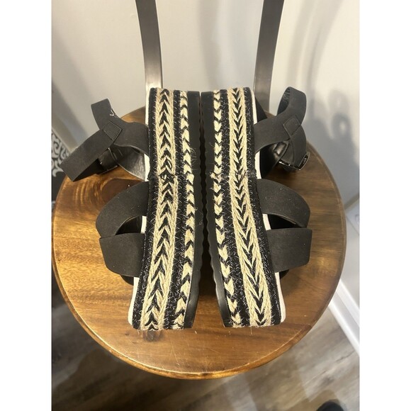 Detongni Black Tan Platform Strappy Ankle Strap Sandal Espadrilles Size EU 40 - Picture 3 of 7